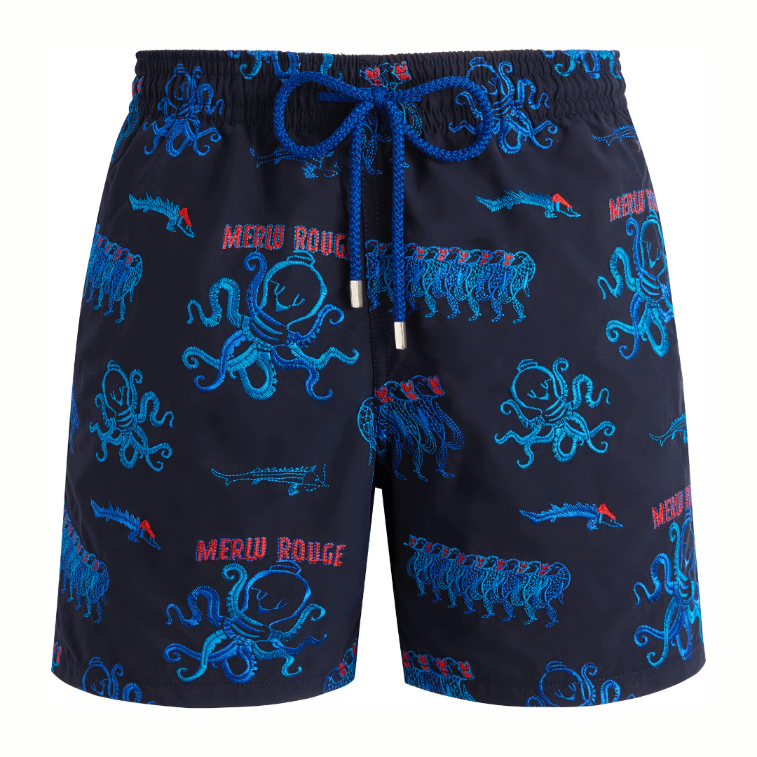swim trunks embroidered au merlu rouge limited edition swimming trunk mistral - blue