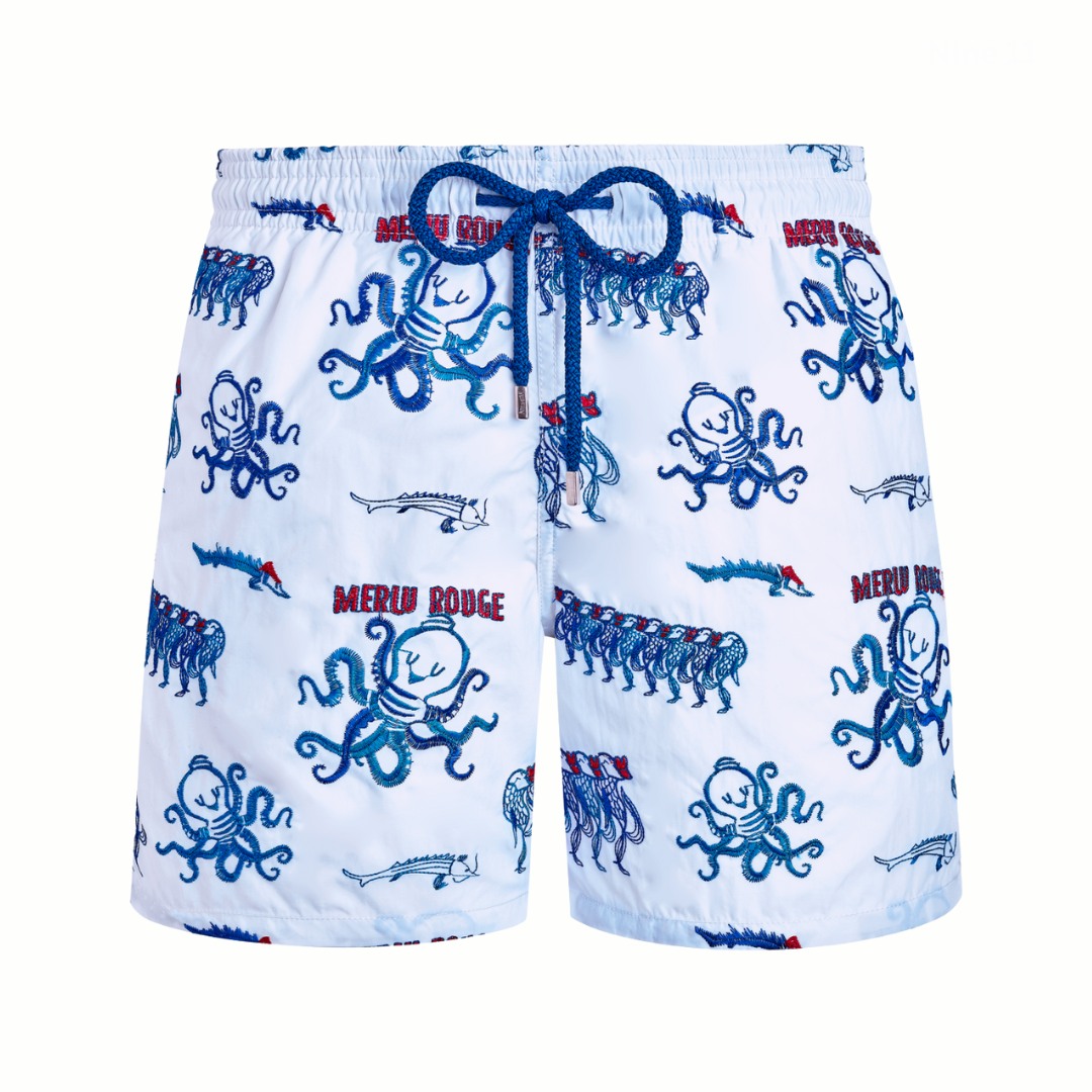 swim trunks embroidered au merlu rouge limited edition swimming trunk mistral - white
